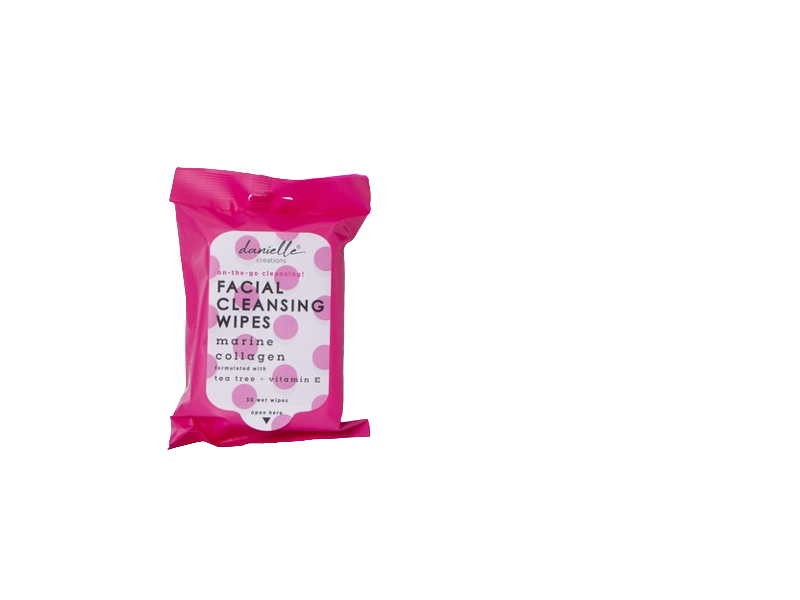 Danielle Marine Collagen Creations Facial Cleansing Wipes, Tea Tree + Vitamin E, 30 Count