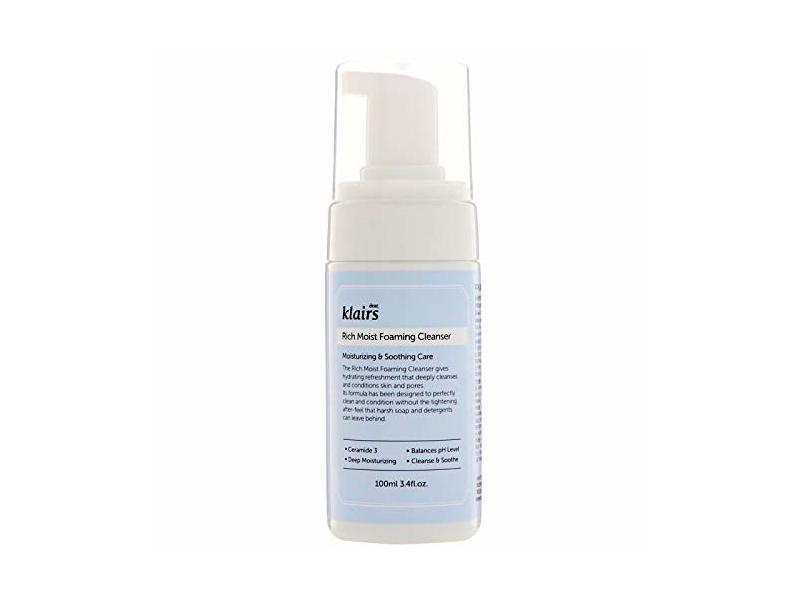 Dear Klairs Rich Moist Foaming Cleanser, Moisturizing & Smoothing Care, 3 4 fl oz/100 mL