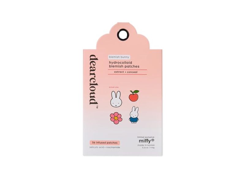 Dearcloud Hydrocolloid Blemish Patches, Miffy Blemish Bunny, 36 Count