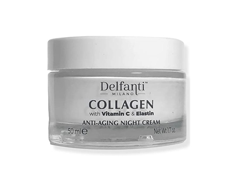 Delfanti Milano Collagen Anti Aging Night Cream, Vitamin C & Elastin, 1.7 oz/50 mL