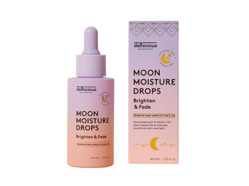 Delhicious Moon Moisture Drops Face Oil, Rosehip & Avocado, 1.35 fl oz/40 mL