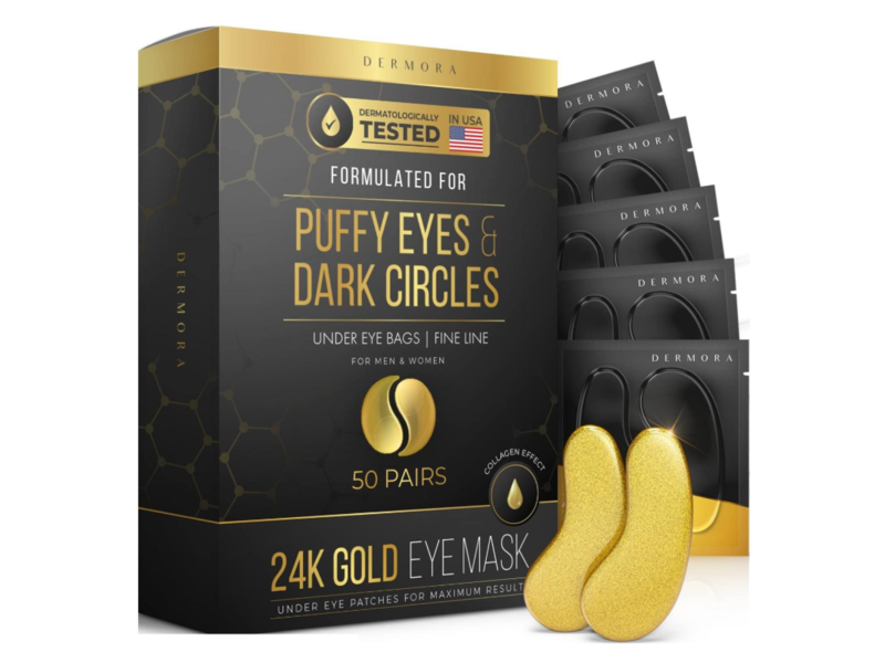 Dermora Golden-Glow Puffy Eyes & Dark Circles Eye Mask, 50 Pairs