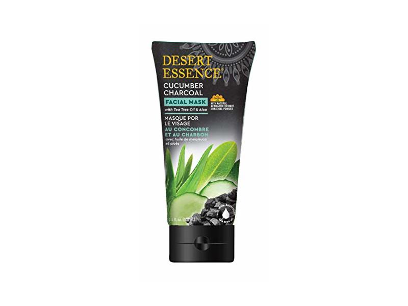 Desert Essence Cucumber Charcoal Facial Mask, Tea Tree Oil & Aloe, 3.4 fl oz/100 mL