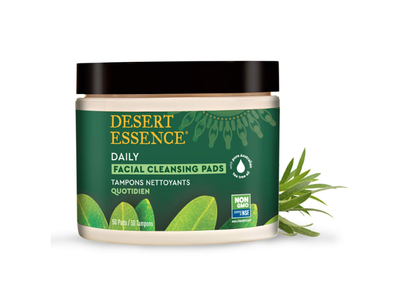 Desert Essence Facial Cleansing Pads, Tampons Nettoyants, Quotidien, 50 Count