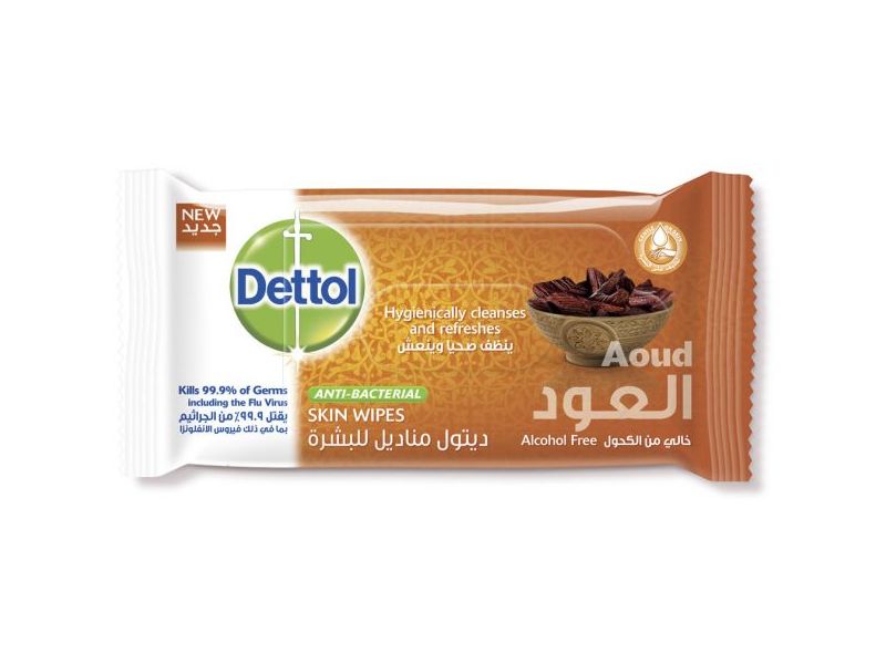 Dettol Aoud Anti-Bacterial Skin Wipes, 10 Wipes