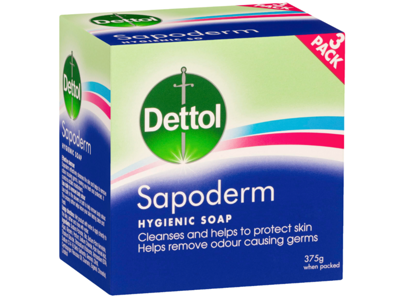 Dettol Hygienic Soap, Sapoderm, 375 g, Pack Of 3
