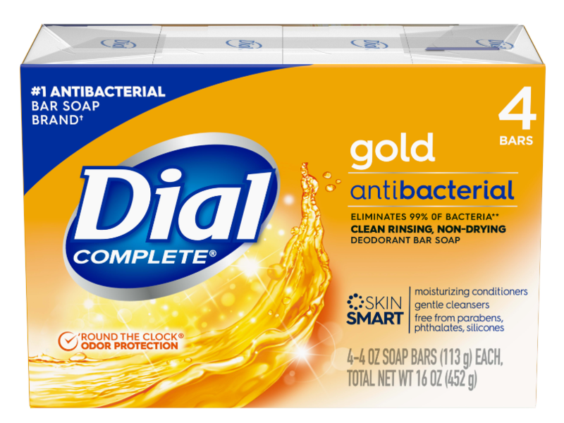 Dial Antibacterial Bar Soap, Gold, 4 Count