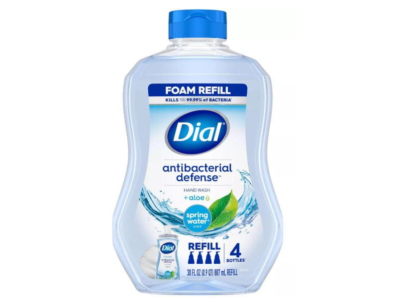 Dial Antibacterial Defense Hand Wash, Aloe Spring Water, 30 fl oz/887 mL, Pack Of 4
