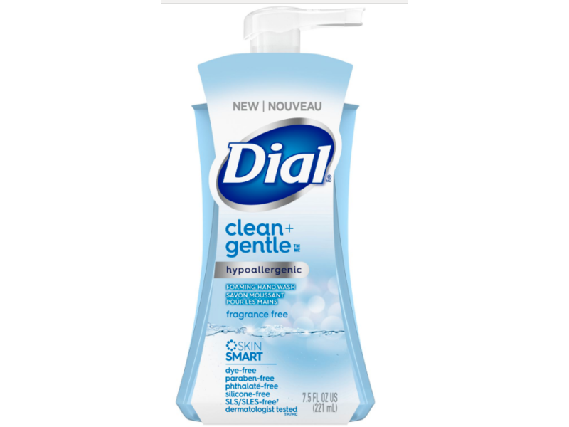 Dial Clean + Gentle Foaming Hand Wash, Hypoallergenic, Fragrance Free, 7.5 fl oz/221 mL