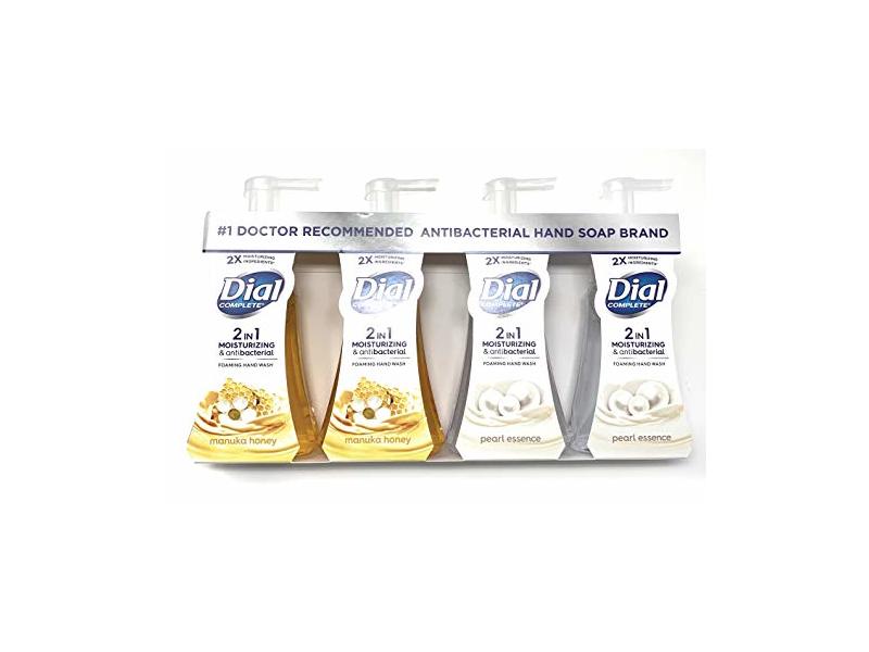 Dial Complete 2 In 1 Foaming Hand Wash, Moisturizing & Antibacterial, Manuka Honey, Pearl Essence, Pack Of 4