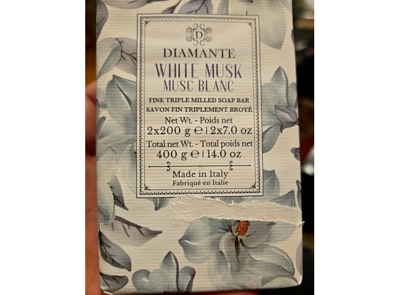 Diamante Fine Triple Milled Soap Bar, White Musk, 14 oz/400 g
