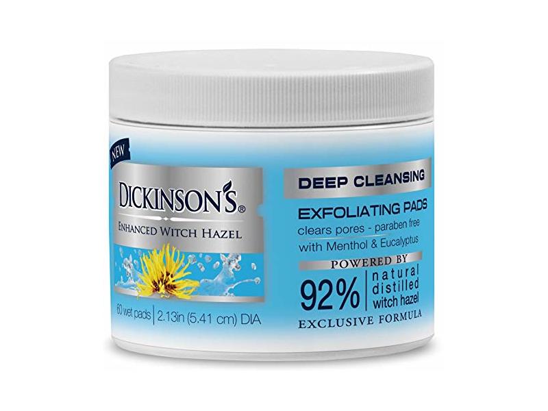 Dickinson's Enhanced Witch Hazel Deep Cleansing Exfoliating Pads, 60 wet pads