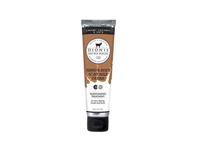 Dionis 2 In 1 Hand & Body Goat Milk Cream, Creamy Coconut & Oats, 3.3 oz/93 g