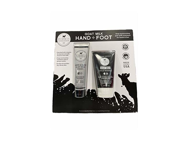 Dionis Goat Milk Hand Cream, Unscented, 3.3 oz / 93 g & Foot Cream, 4 oz / 113 g