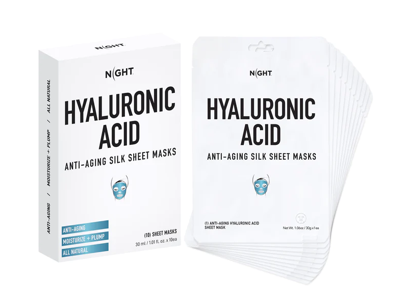 Discover Night Skincare Anti-Aging Silk Sheet Mask, Hyaluronic Acid, 10 Count
