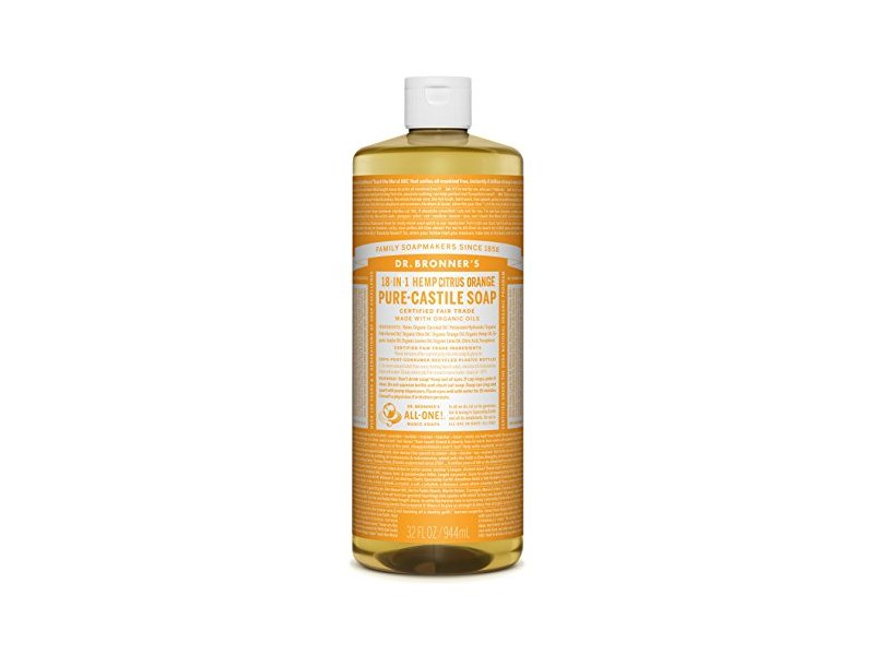 Dr. Bronner's 18-in-1 Hemp Pure-Castile Liquid Soap, Citrus Orange, 32 fl oz.