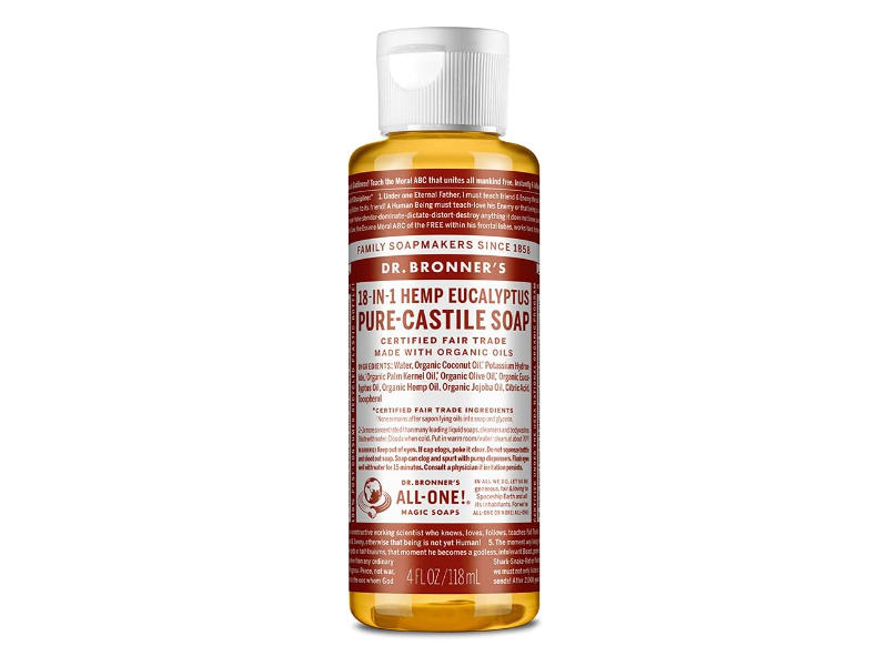 Dr. Bronner's 18-In-1 Pure-Castile Soap, Hemp Eucalyptus, 4 fl oz/118 mL