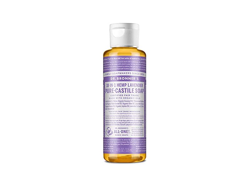 Dr. Bronner's 18-In-1 Pure-Castile Soap, Hemp Lavender, 4 fl oz/118 mL