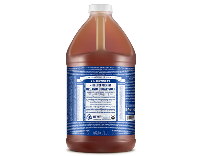 Dr. Bronner's 4 - In - 1 Organic Sugar Soap, Peppermint, 64 fl oz/1.9 L