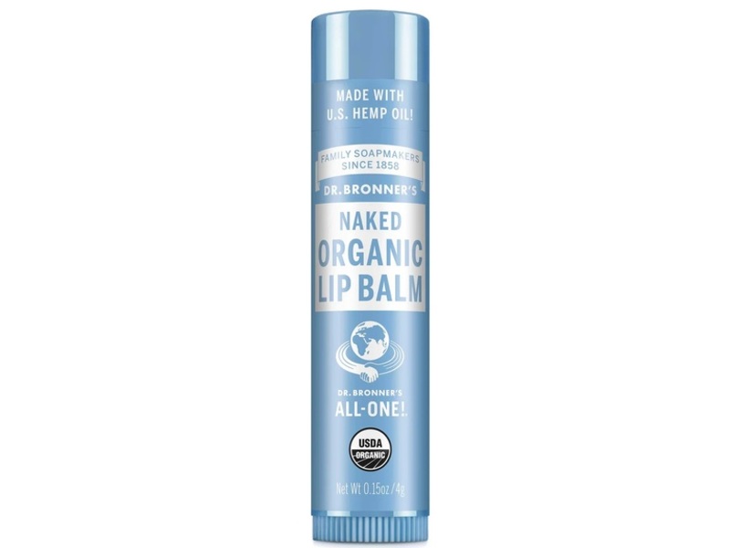 Dr. Bronner's Naked Unscented Organic Lip Balms, 0.15 oz/4 g