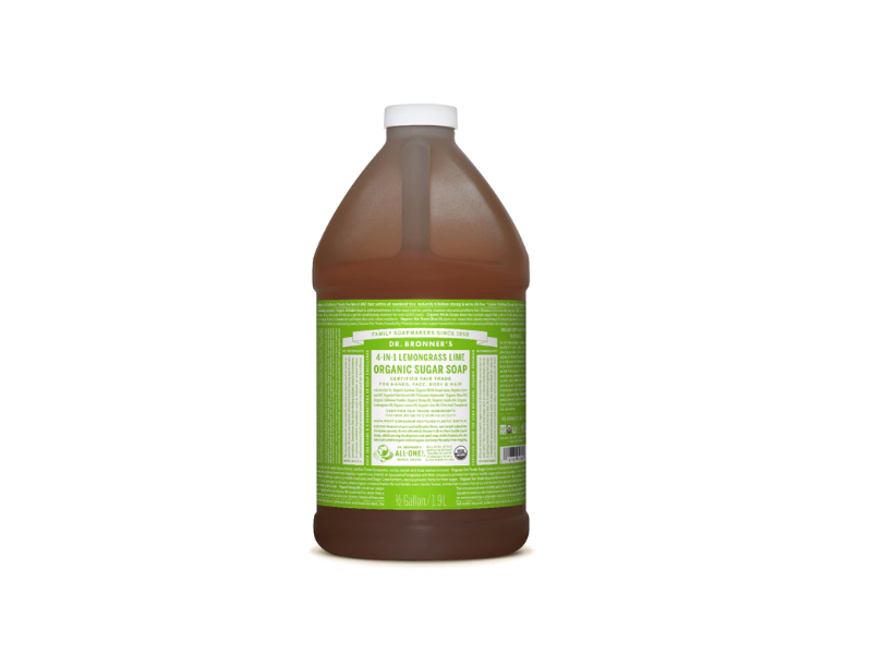 Dr. Bronner's Organic Sugar Soap, 4 - In -1 Lemongrass Lime, 1.9 L