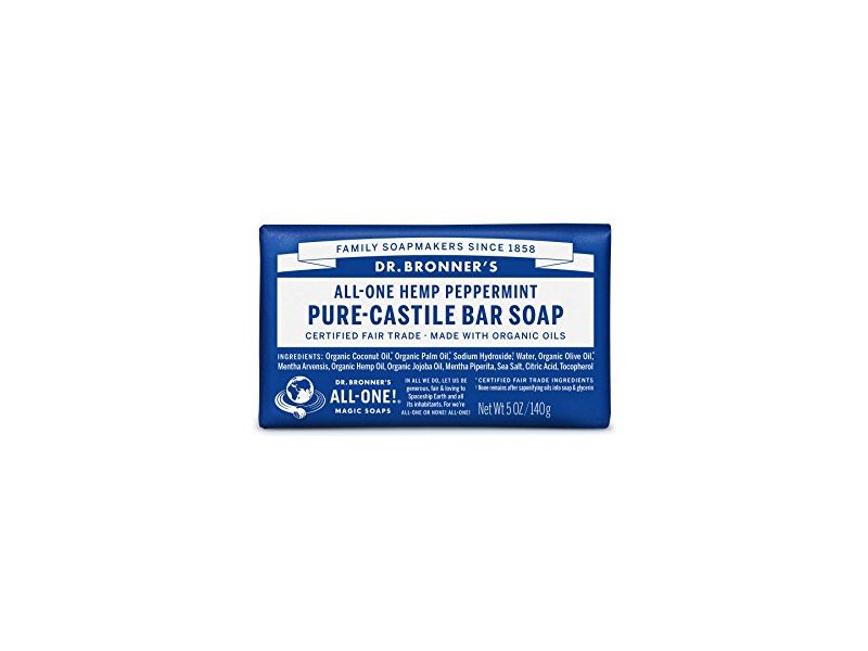 Dr. Bronner's Pure-Castile Bar Soap, Peppermint, 5 oz