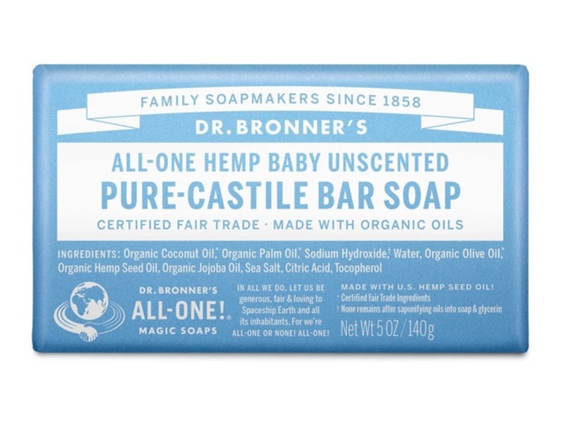 Dr. Bronner's Unscented Pure-Castile Bar Soap 5 oz/140 g