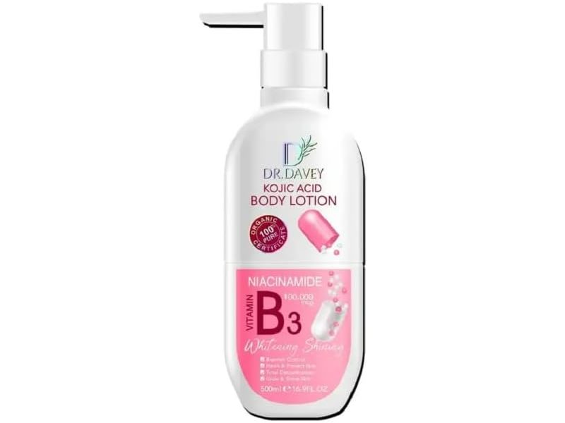Dr.Davey Kojic Acid Whitening Shining Body Lotion, Niacinamide, 16.8 fl oz/500 mL