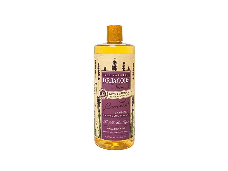 Dr. Jacobs Naturals Pure Castile Liquid Soap - Natural Face and Body Wash, Lavender 32 oz.