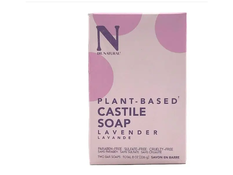 Dr. Natural Plant Based Castile Soap, Lavender, 8 oz/226 g, Pack Of 2