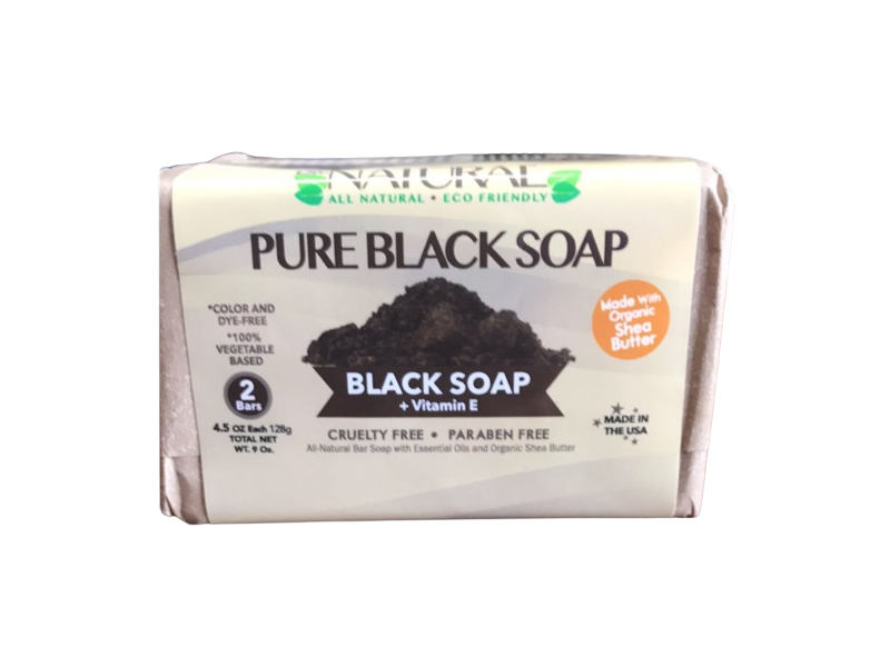 Dr. Natural Pure Black Soap, Vitamin E, 4.5 oz/128 g, 2 Count