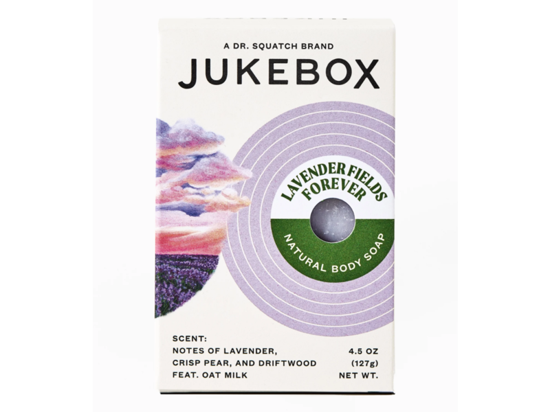 Dr. Squatch Jukebox Lavender Fields Forever Natural Body Soap, 4.5 oz/127 g