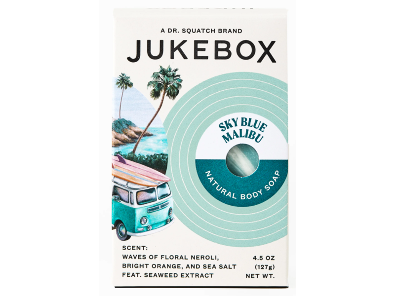Dr. Squatch Jukebox Sky Blue Malibu Natural Body Soap, 4.5 oz/127 g