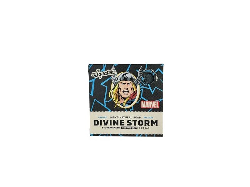 Dr. Squatch Marvel Men's Natural Soap, Divine Storm Medium Grit, 5 oz