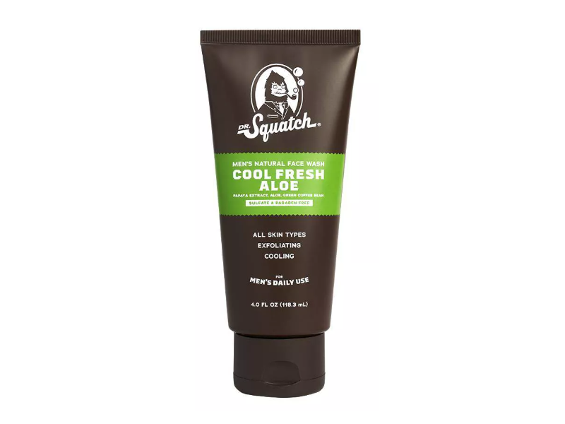 Dr. Squatch Men’s Natural Face Wash, Cool Fresh Aloe, 4.0 fl oz/118.3 mL