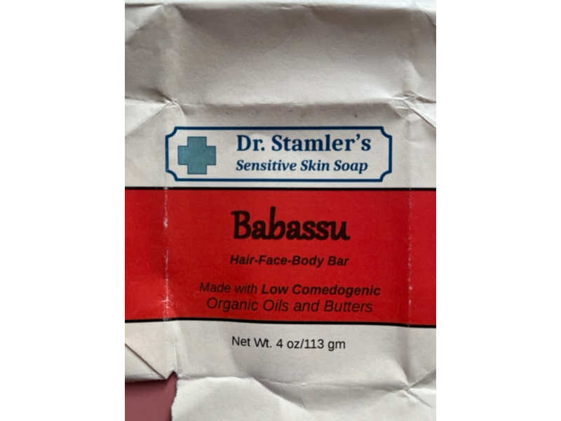 Dr. Stamler's Sensitive Skin Soap Babassu Face Hair & Body Bar, 4 oz/113 g