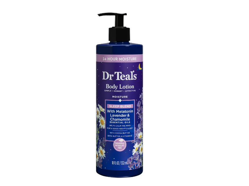 Dr Teal's Moisture+Sleep Blend Body Lotion, Melatonin+Lavender & Chamomile Essential Oils, 18 fl oz/532 mL