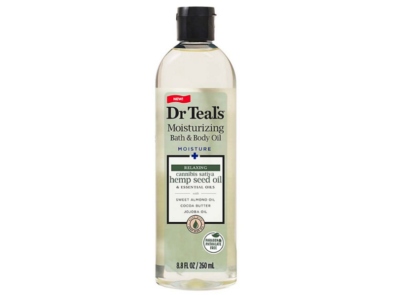 Dr Teal's Moisturizing Bath & Body Oil, Moisture + Relaxing, Cannabis Sativa Hemp Seed Oil, 8.8 fl oz/260 mL