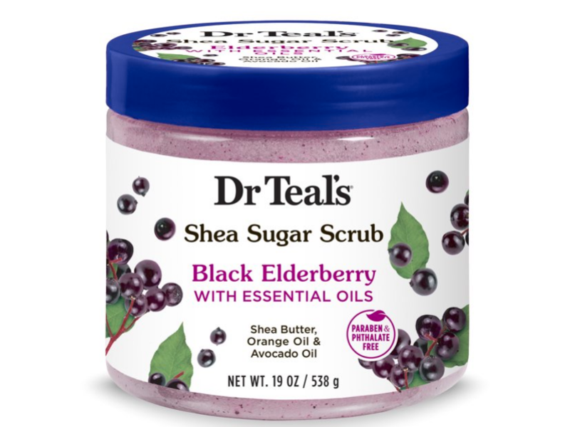 Dr Teal's Shea Sugar Scrub, Black Elderberry, 19 oz/538 g
