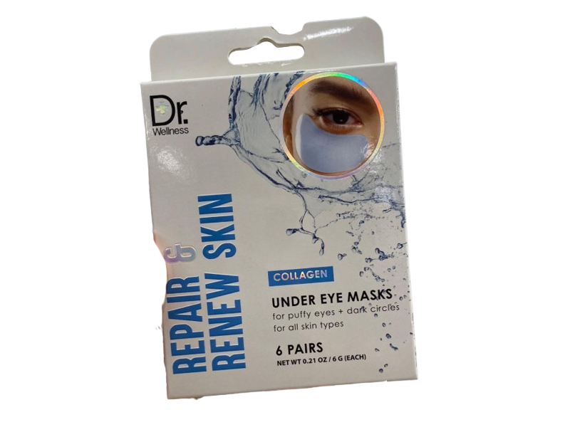 Dr Wellness Repair & Renew Skin Under Eye Masks, Collagen, 0.21 oz/6 g, 8 Pairs