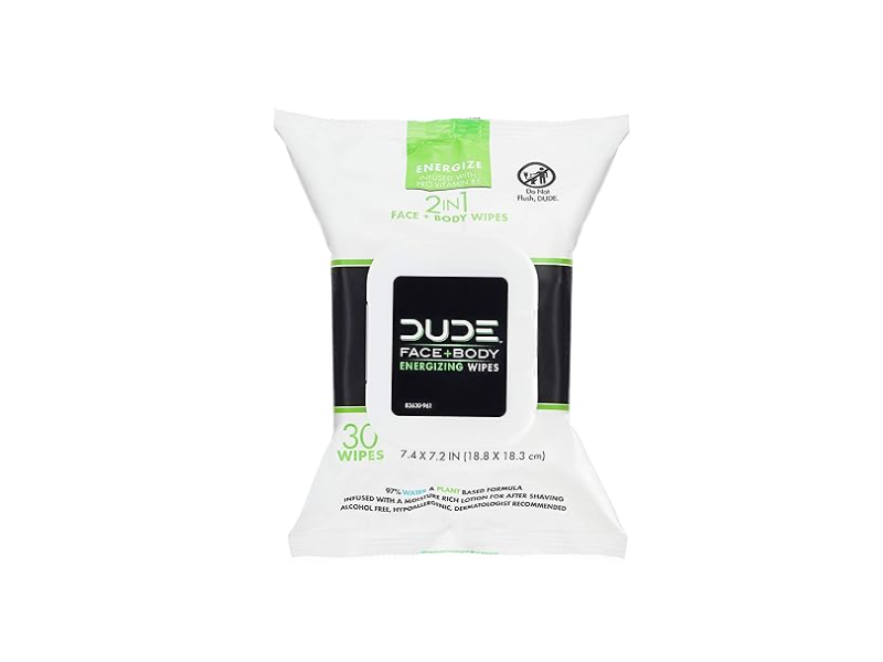Dude Face + Body Energizing Wipes, 30 Wipes