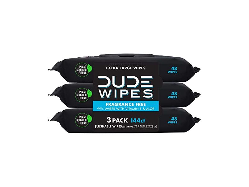 Dude Flushable Wipes, Fragrance-Free, 40 Count