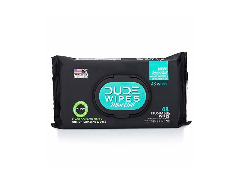 Dude Products Flushable Wipes Dispense, White Mint, 48 Count