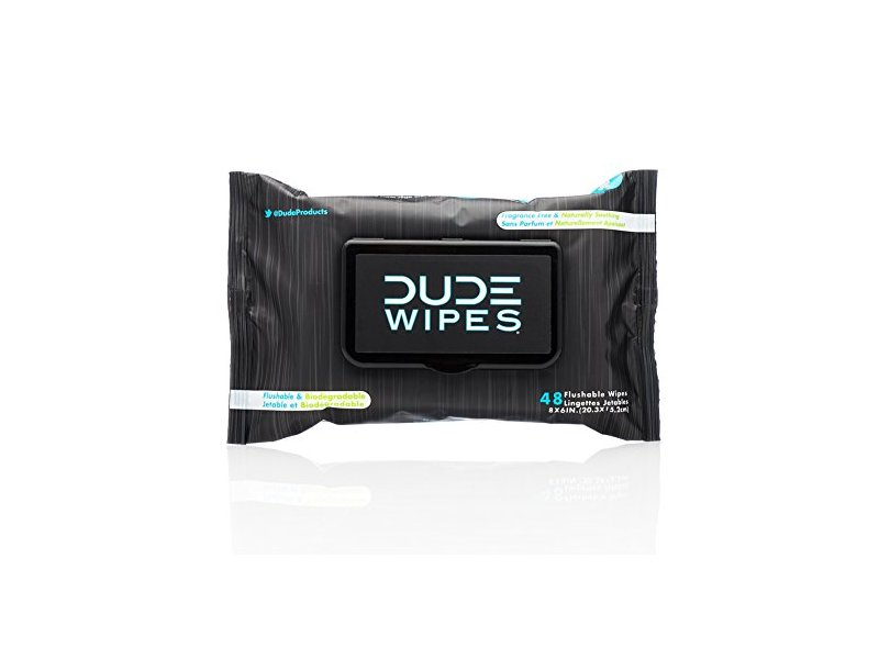 Dude Products Flushable Wipes, Fragrance Free & Naturally Soothing, 48 Count