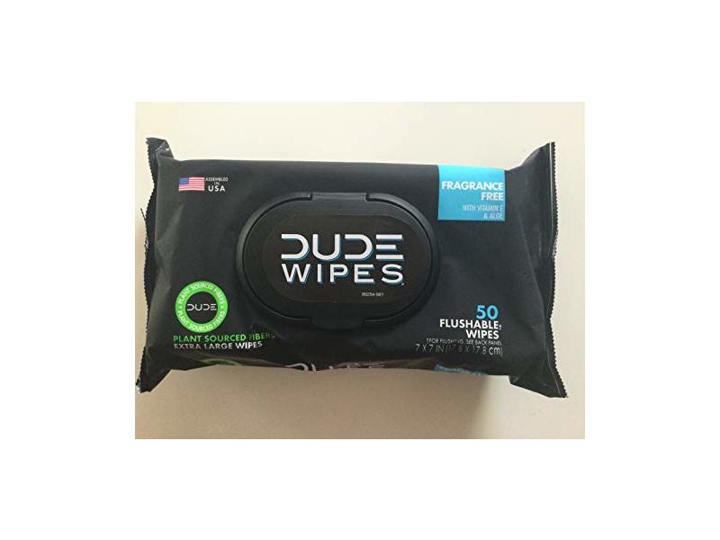 Dude Wipes Flushable Wipes, Fragrance Free, 50 Count, Pack Of 2