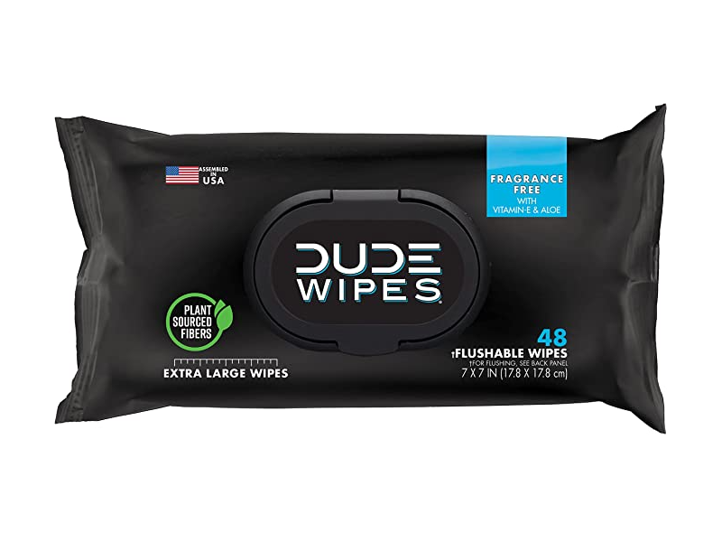 DUDE Wipes Flushable Wipes, Vitamin E & Aloe, 48 Count