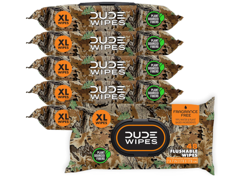 Dude Wipes Fragrance Free Flushable Wipes, XL, Pack Of 48, 6 Packs