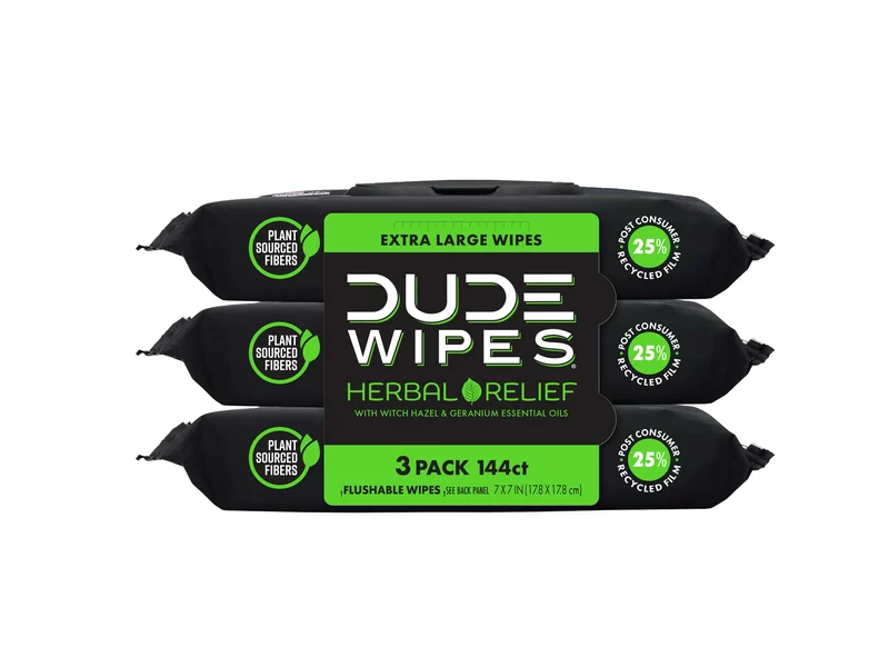 Dude Wipes Heral Relief Flushable Wipes, 144 Count