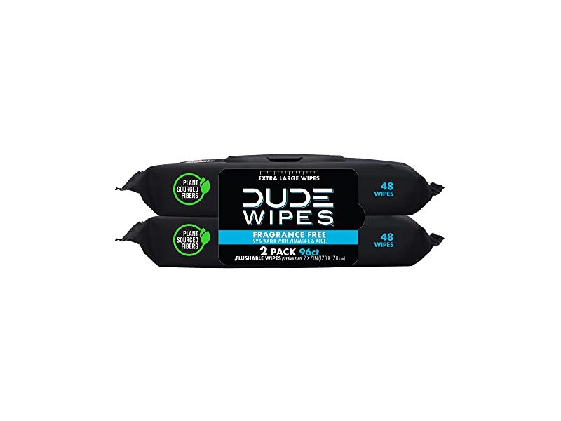 Dude Wipes, Vitamin E & Aloe, Fragrance Free, 48 Counts, Pack Of 2