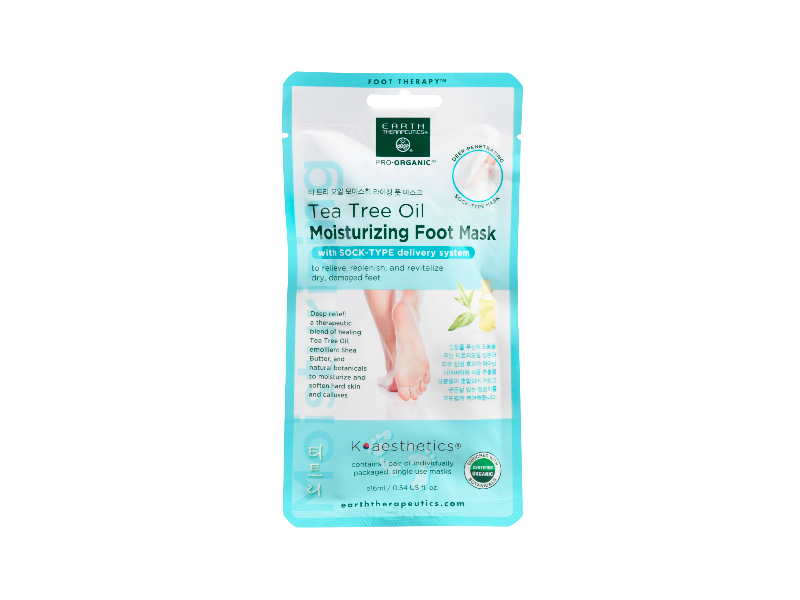Earth Therapeutics Moisturizing Foot Mask, Tea Tree Oil, 0.54 fl oz/16 mL